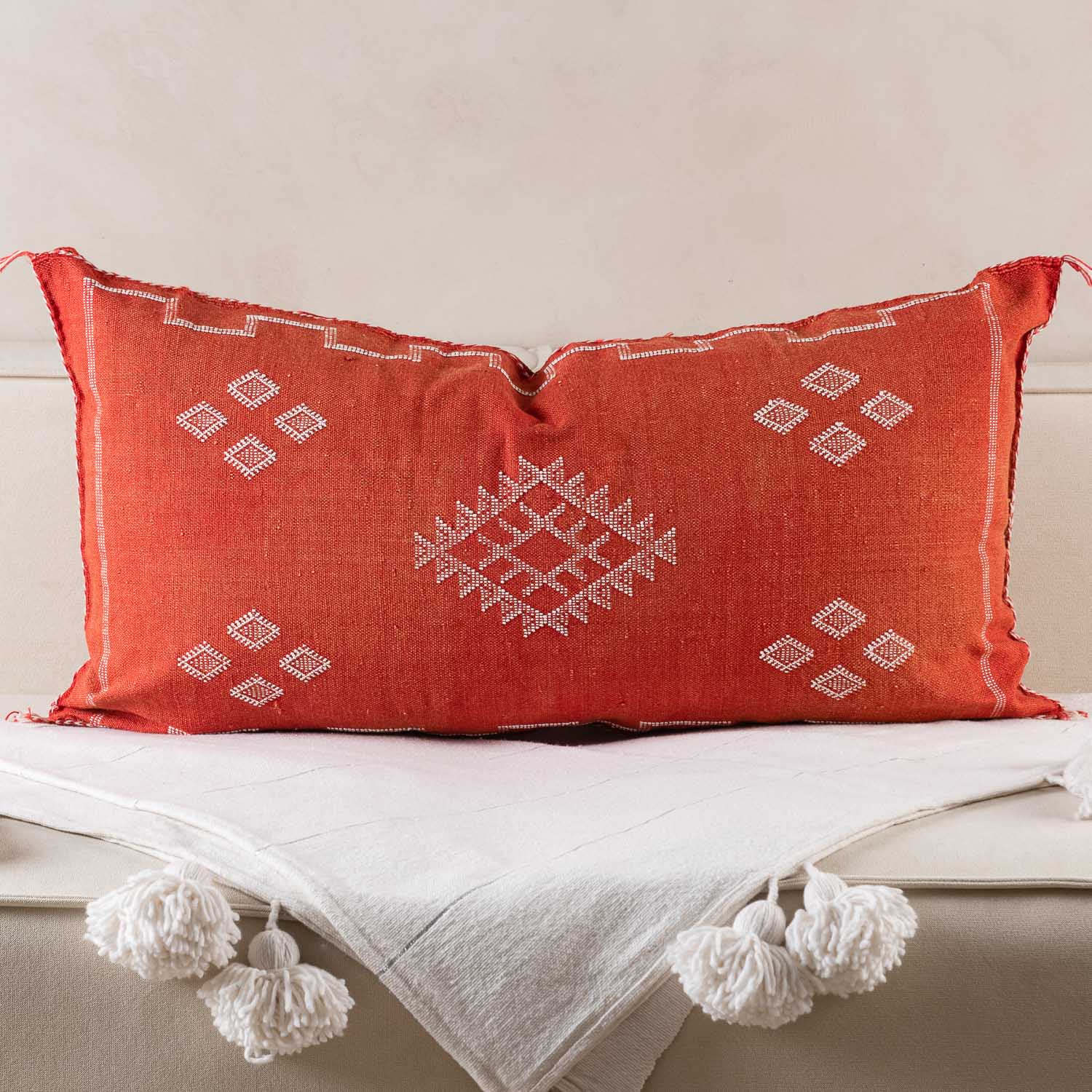 Red Cactus silk pillow cover – Benisouk - Main Image