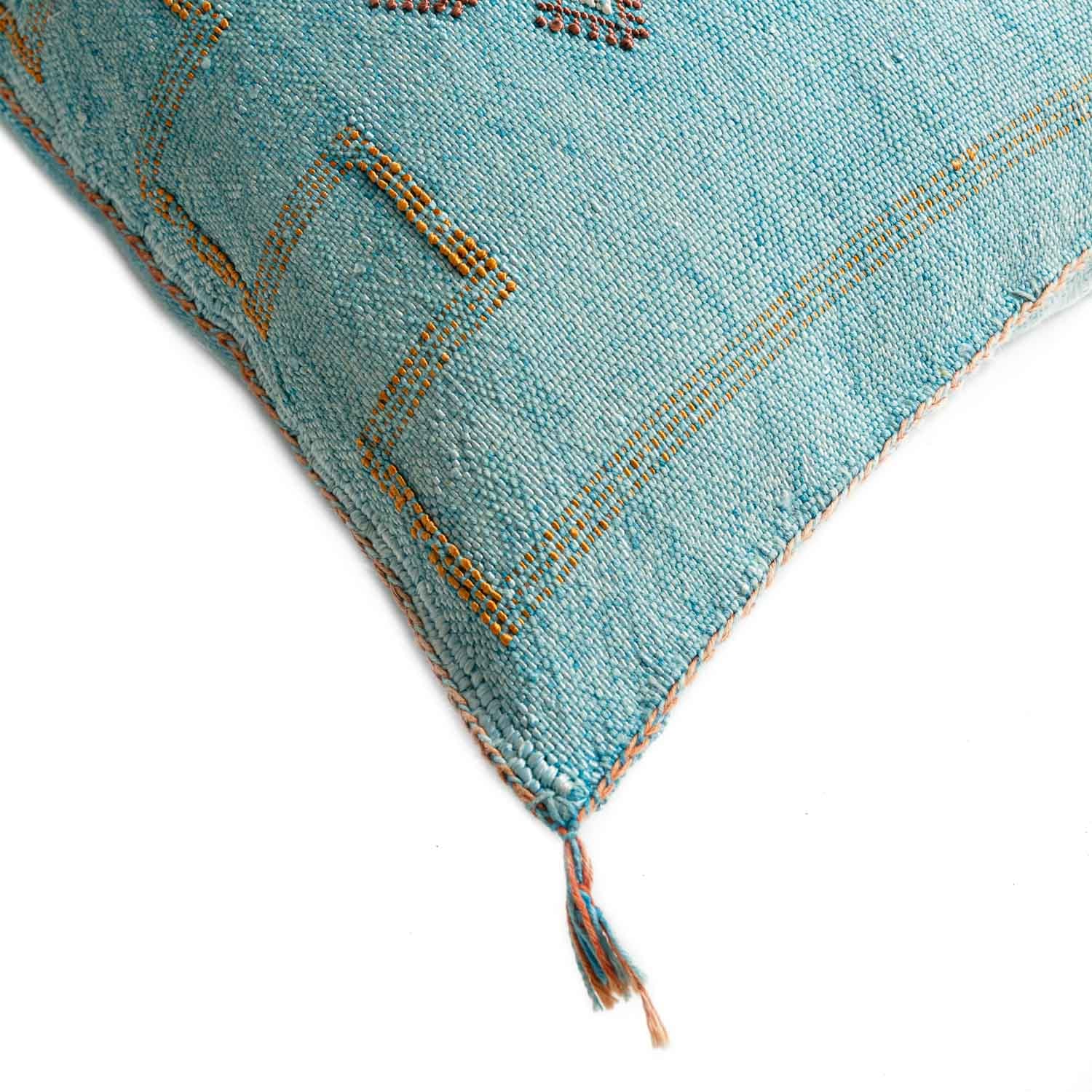 Blue Cactus silk pillow cover - Benisouk Blue Cactus silk pillow cover - Benisouk