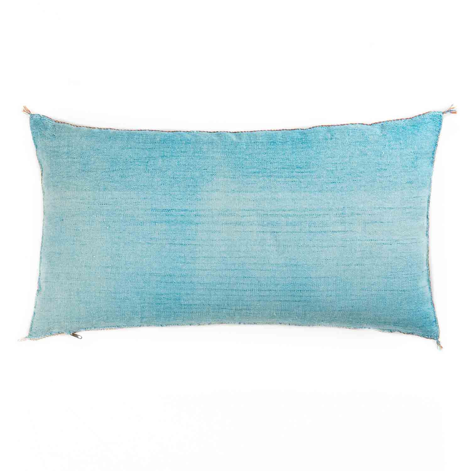 Blue Cactus silk pillow cover - Benisouk Blue Cactus silk pillow cover - Benisouk