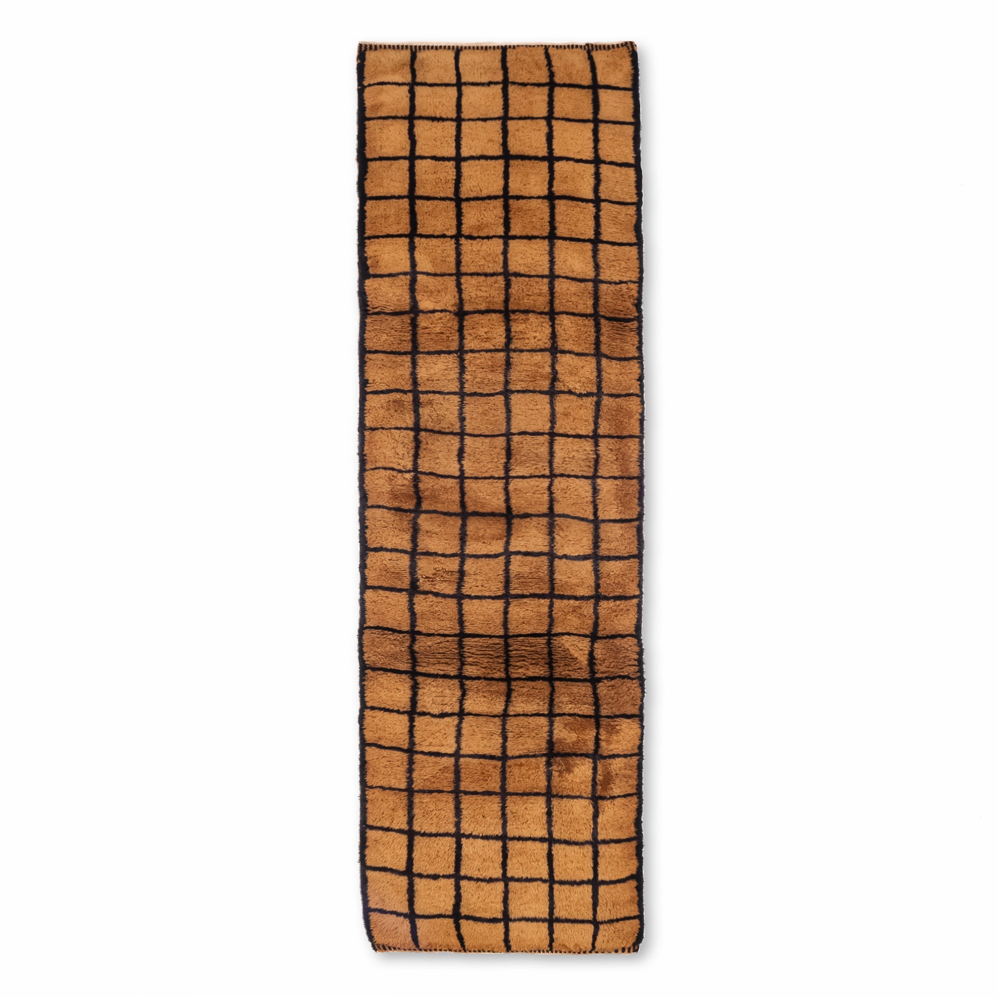 Bronze Grid - Premium shag Moroccan runner rug - Benisouk Bronze Grid - Premium shag Moroccan runner rug - Benisouk