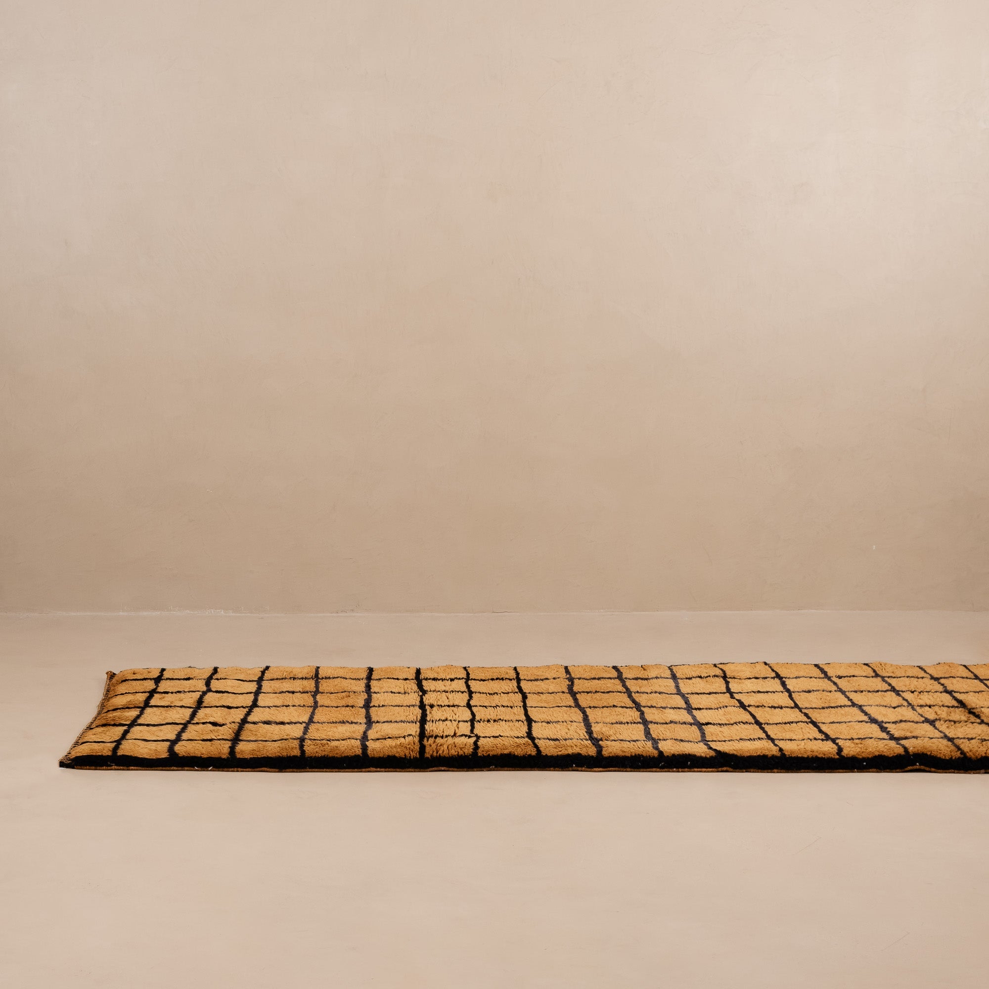 Bronze Grid - Premium shag Moroccan runner rug - Benisouk Bronze Grid - Premium shag Moroccan runner rug - Benisouk