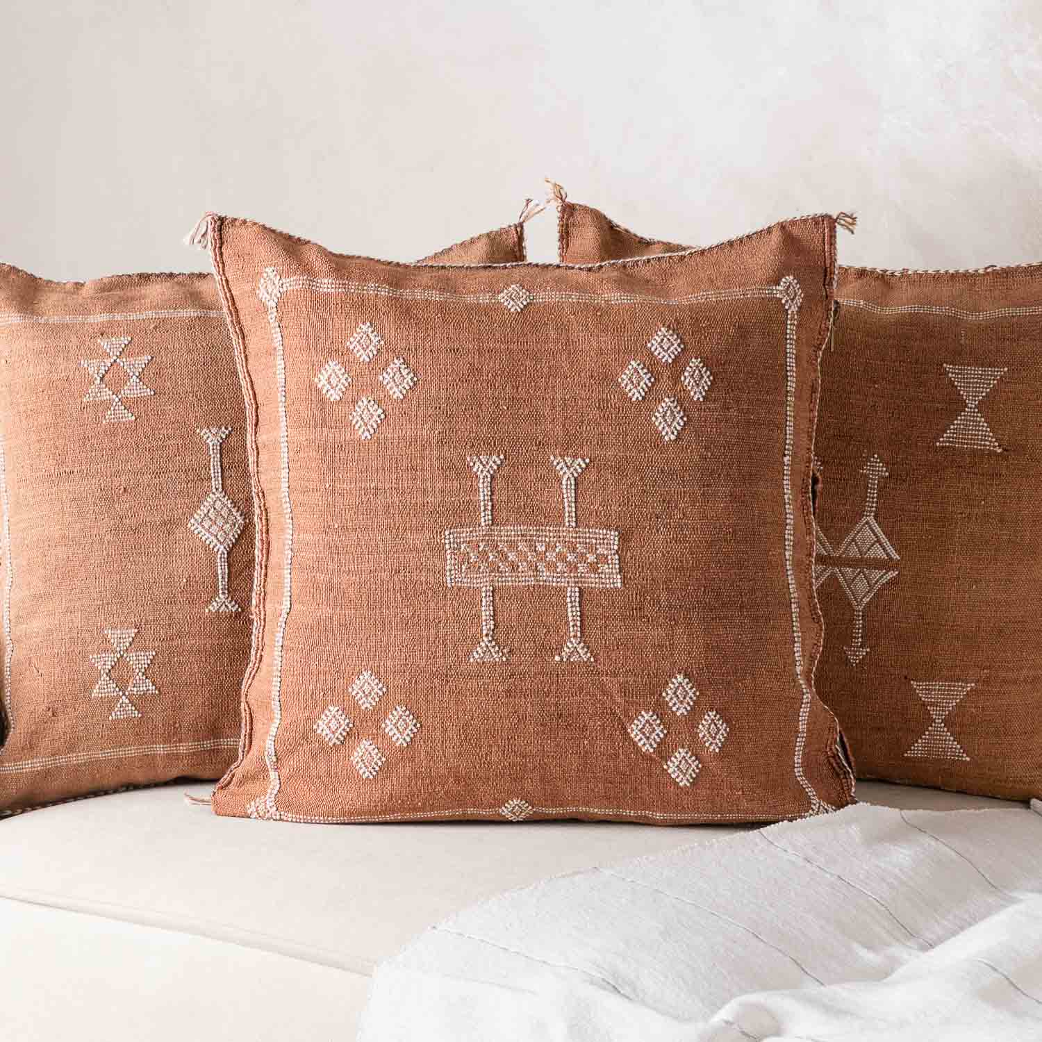 Brown Cactus silk pillow cover - Benisouk Brown Cactus silk pillow cover - Benisouk