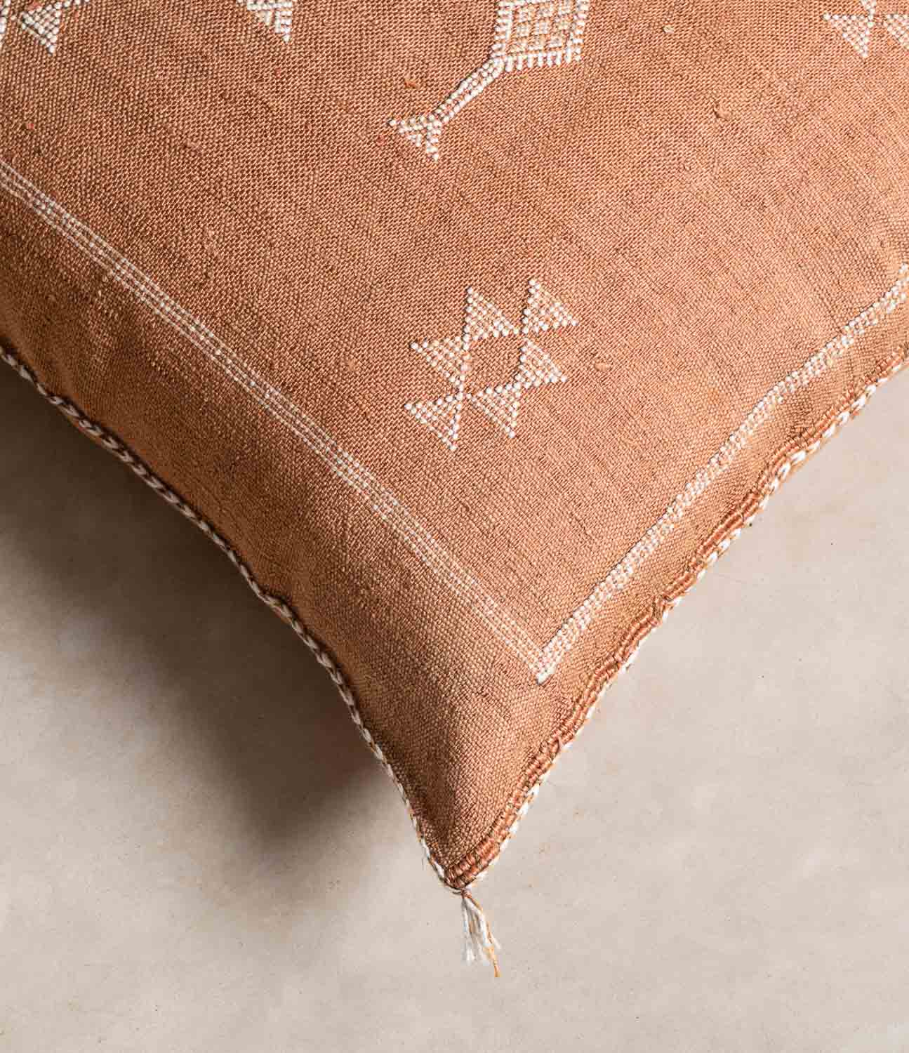 Brown Cactus silk pillow cover - Benisouk Brown Cactus silk pillow cover - Benisouk