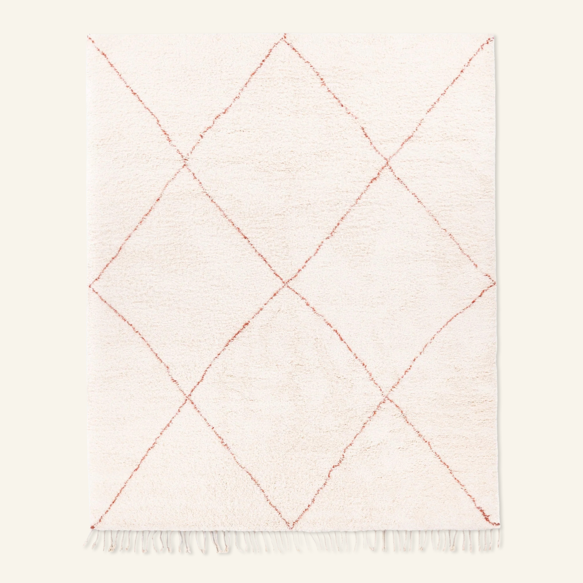 Almas Natural Wool Terracotta - Shag Moroccan rug