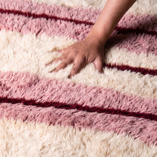 Blush timber  Dusty Pink, Cream & Burgundy- Luxury Shag Moroccan Rug