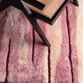 Blush timber  Dusty Pink, Cream & Burgundy- Luxury Shag Moroccan Rug