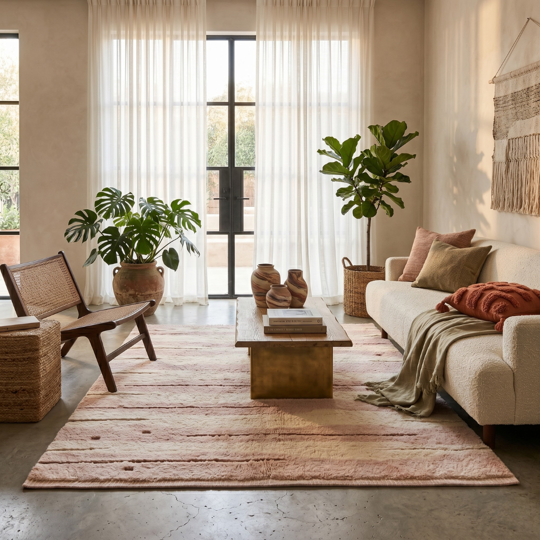 Blush Timber - Luxury Shag Moroccan Rug