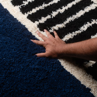 Rabab navy blue - Beni ourain rug