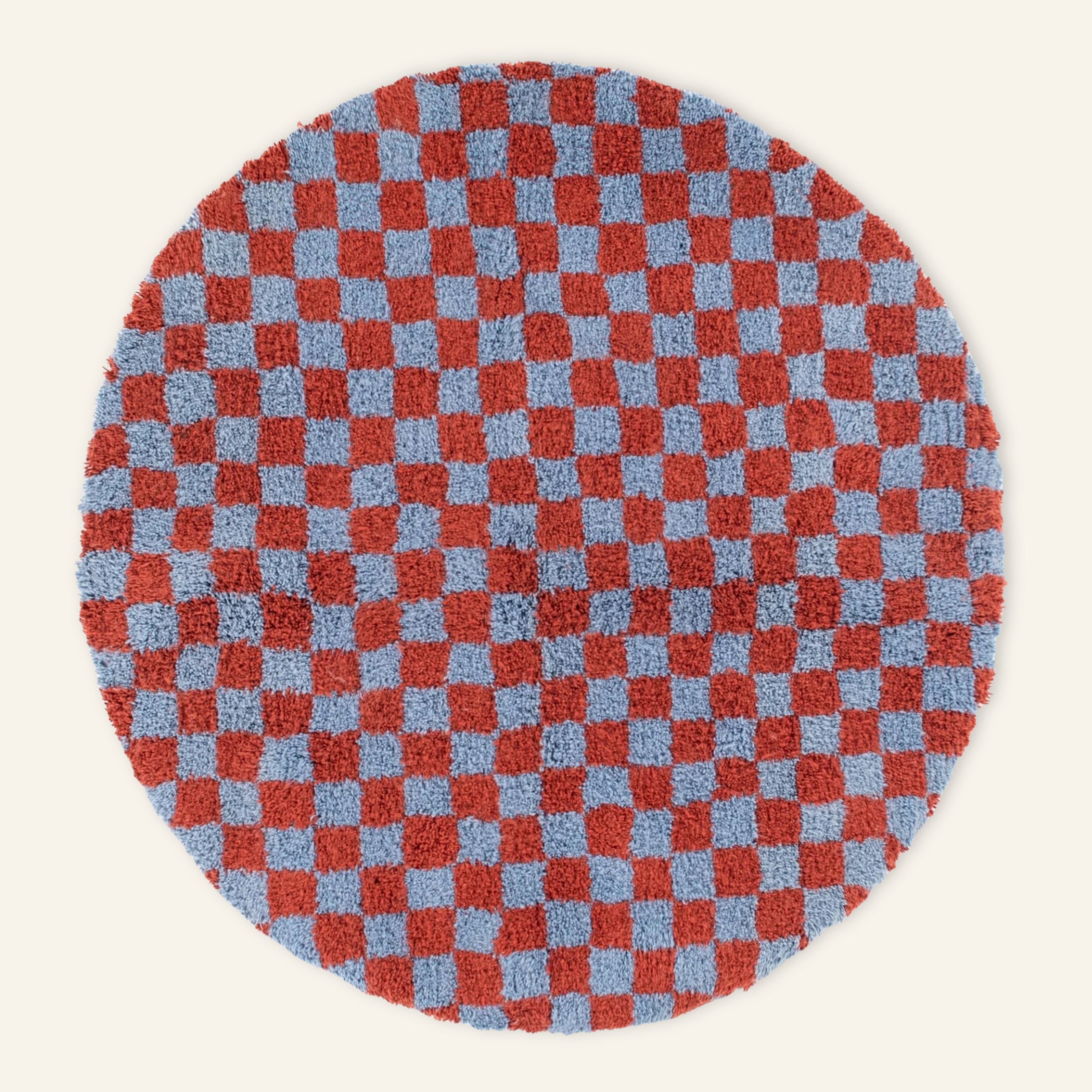 Dama Terracotta Blue Round - Shag Moroccan rug