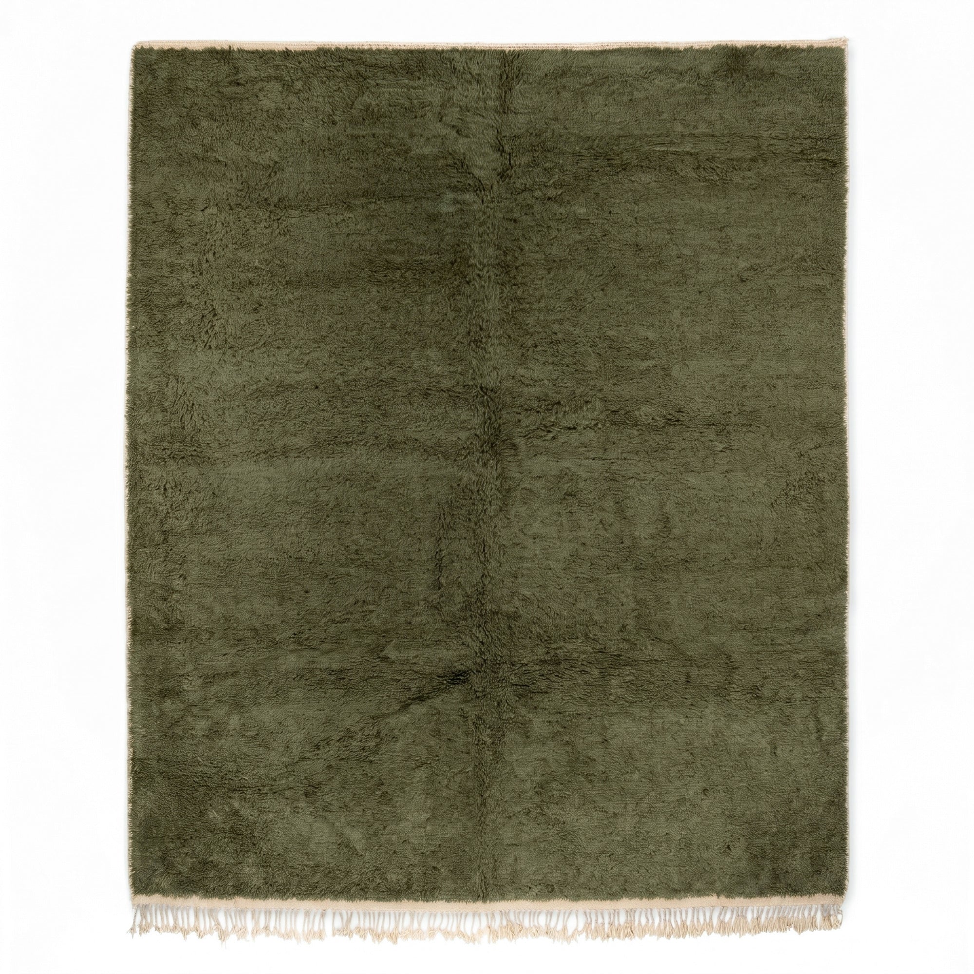 Elbayda Soldier Green - Shag Moroccan rug