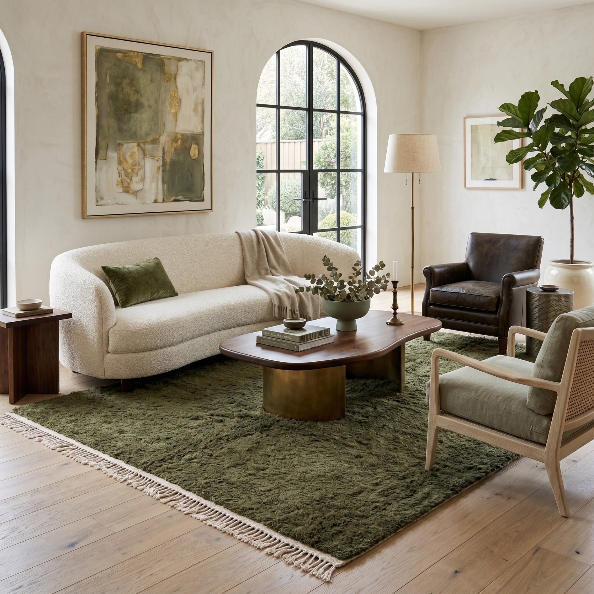 Elbayda Soldier Green - Shag Moroccan rug