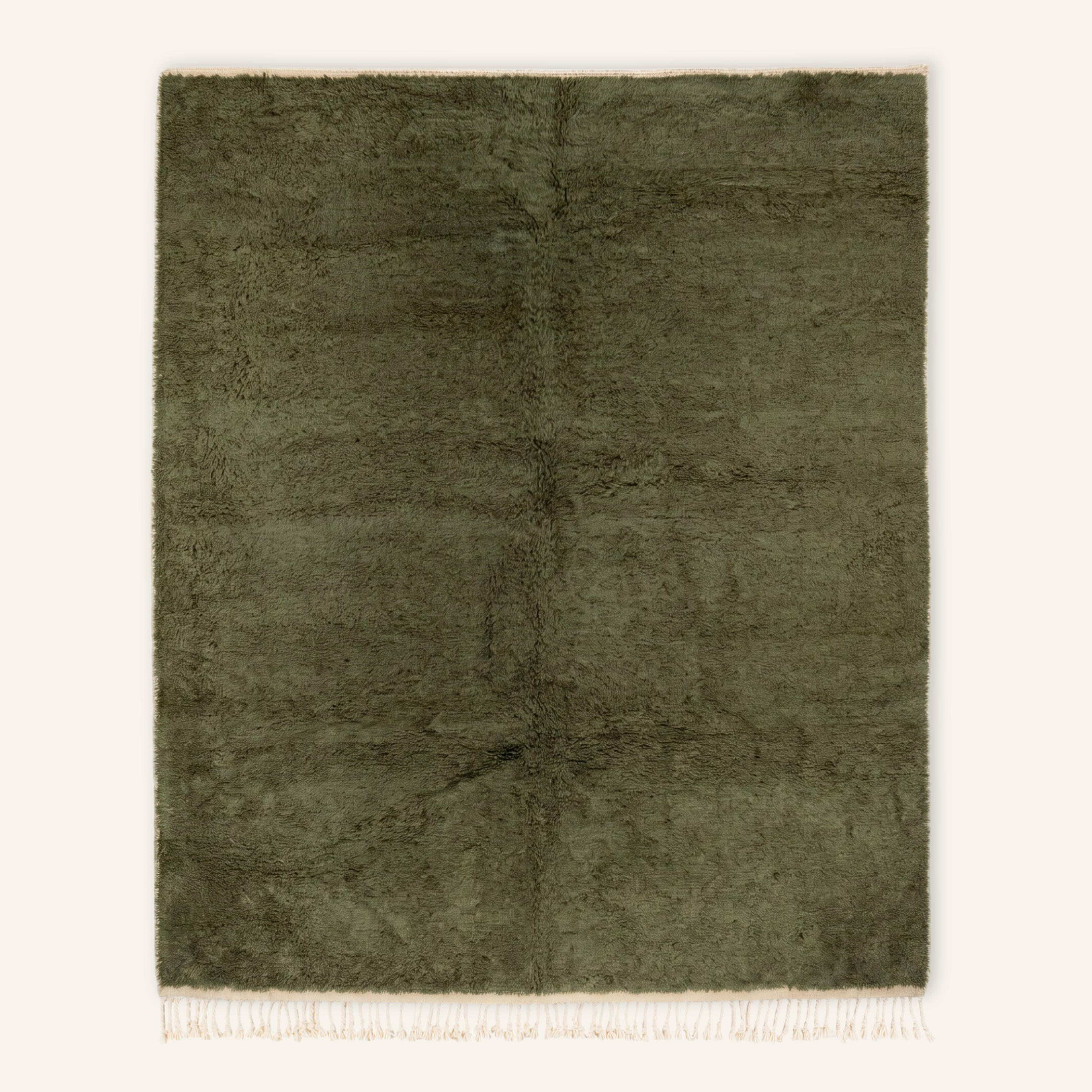 Elbayda Soldier Green - Shag Moroccan rug