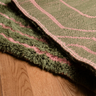 Forest Veins Sage & Antique Rose - Luxury Shag Moroccan Rug