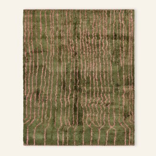 Forest Veins Sage & Antique Rose - Luxury Shag Moroccan Rug