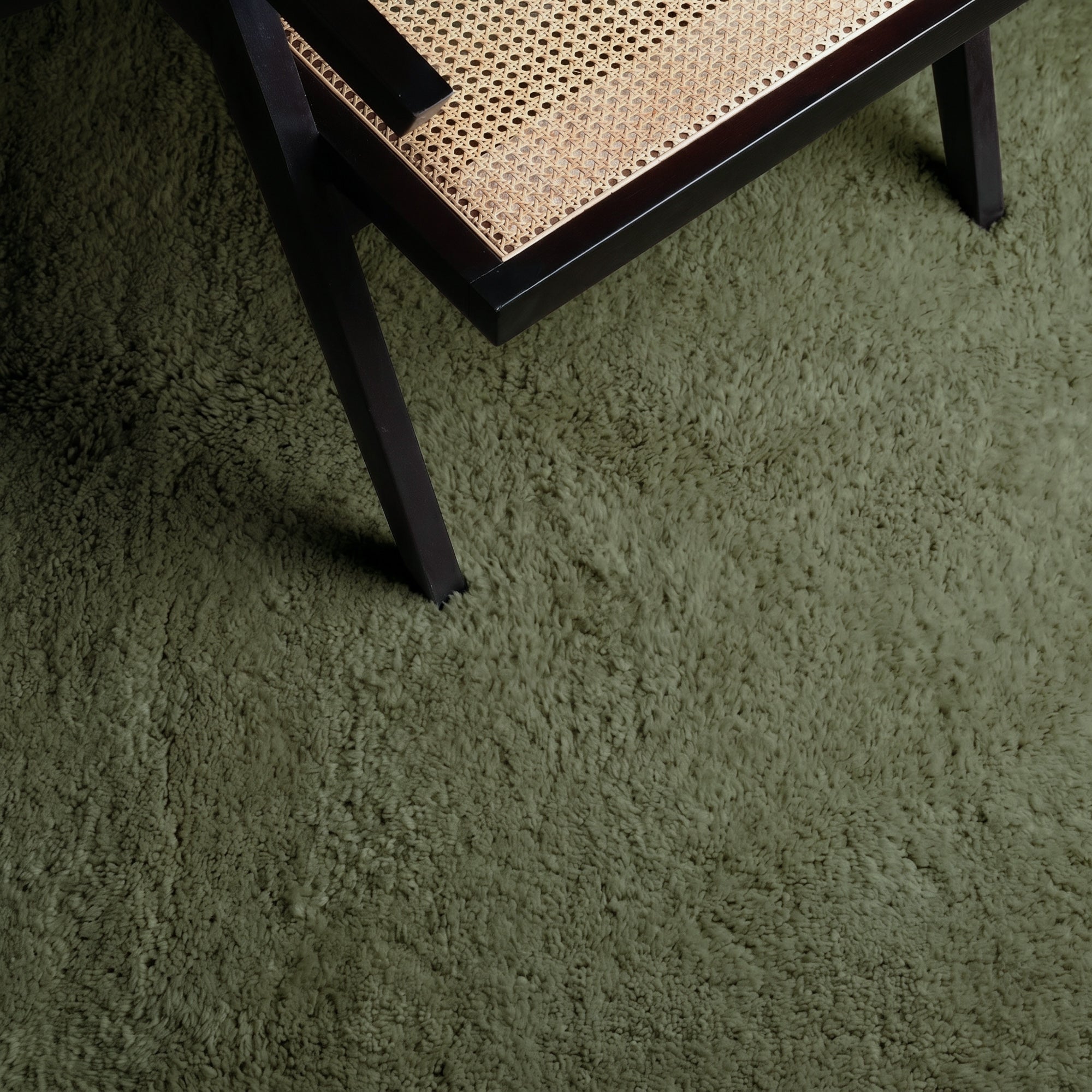 Elbayda Soldier Green - Shag Moroccan rug
