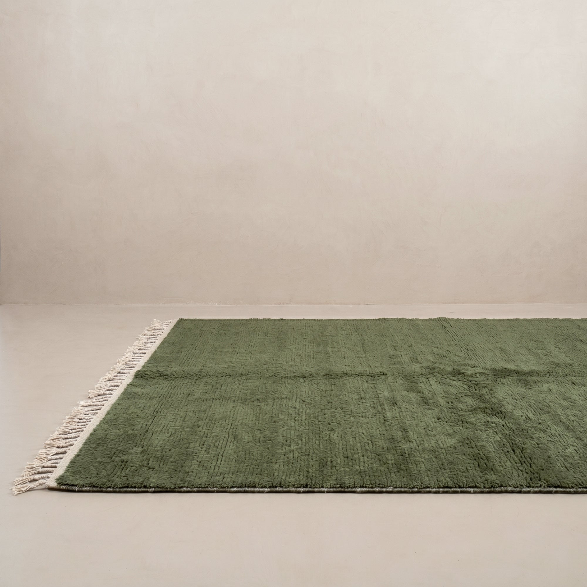 Elbayda Soldier Green - Shag Moroccan rug