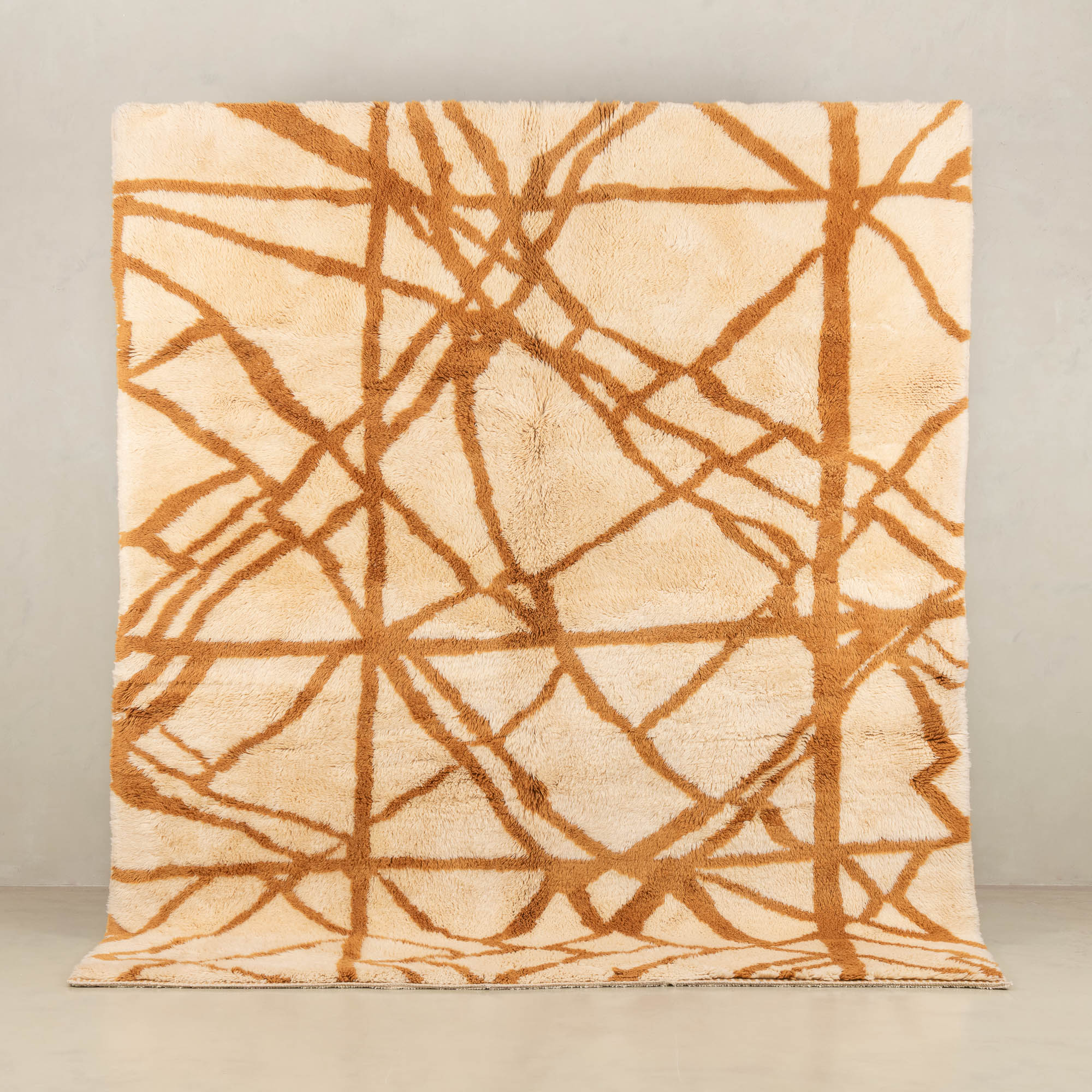 Golden Intersections - Luxury Shag Moroccan Rug