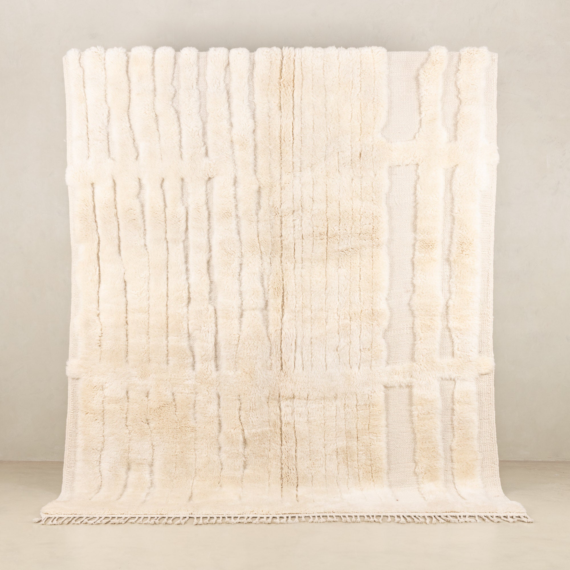 Neutral Structure - Luxury Shag Moroccan Rug