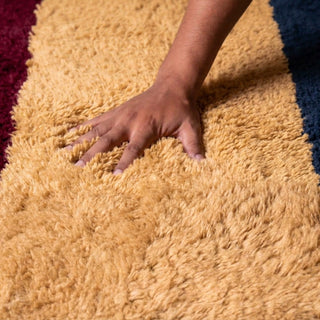 Natural Strips - Luxury Shag Moroccan Rug