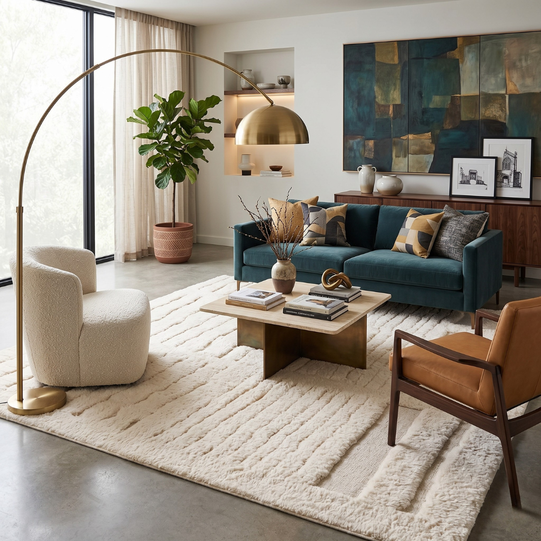 Neutral Structure - Luxury Shag Moroccan Rug