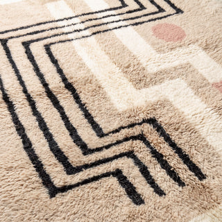 Petra  Cream, Ivory, Charcoal & Dusty Pink - Luxury Shag Moroccan Rug