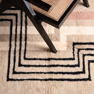 Petra  Cream, Ivory, Charcoal & Dusty Pink - Luxury Shag Moroccan Rug