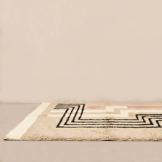 Petra  Cream, Ivory, Charcoal & Dusty Pink - Luxury Shag Moroccan Rug