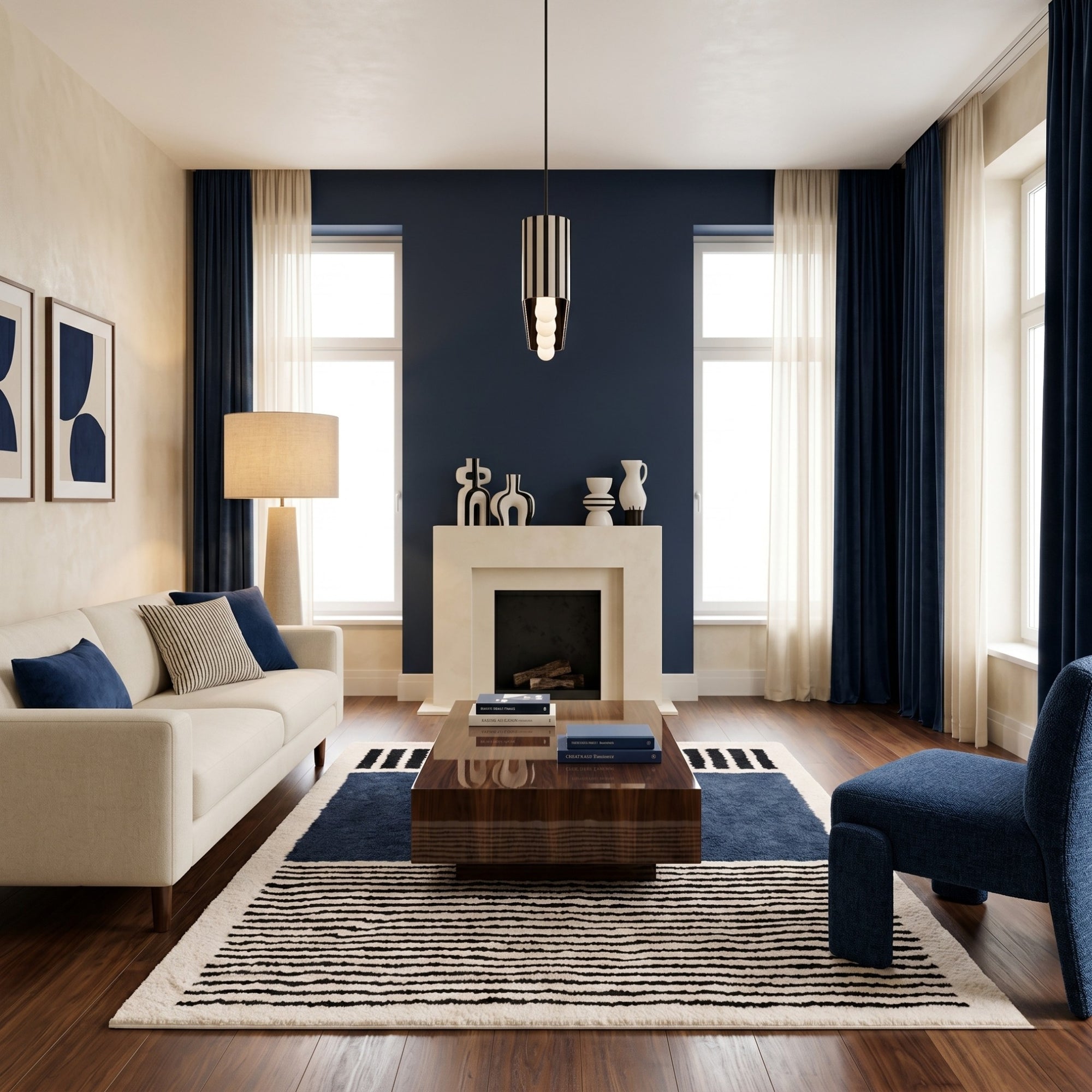 Rabab Navy Blue - Shag Moroccan rug