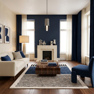 Rabab Navy Blue - Shag Moroccan rug