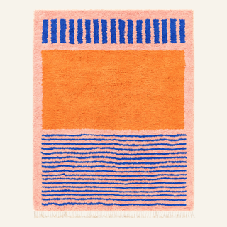 Rabab Papaya Cobalt - Shag Moroccan rug