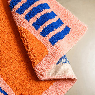Rabab Papaya Cobalt - Shag Moroccan rug
