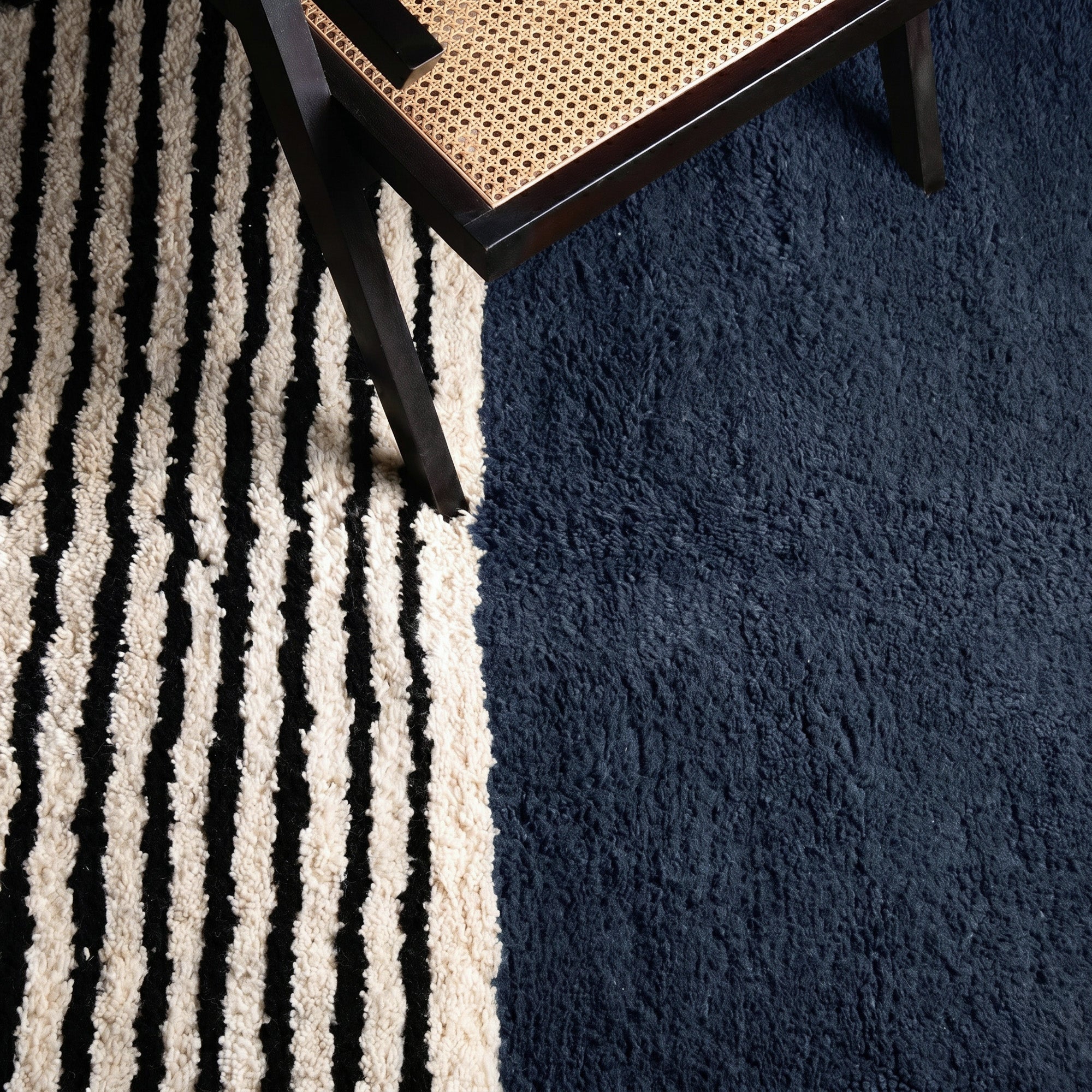 Rabab Navy Blue - Shag Moroccan rug