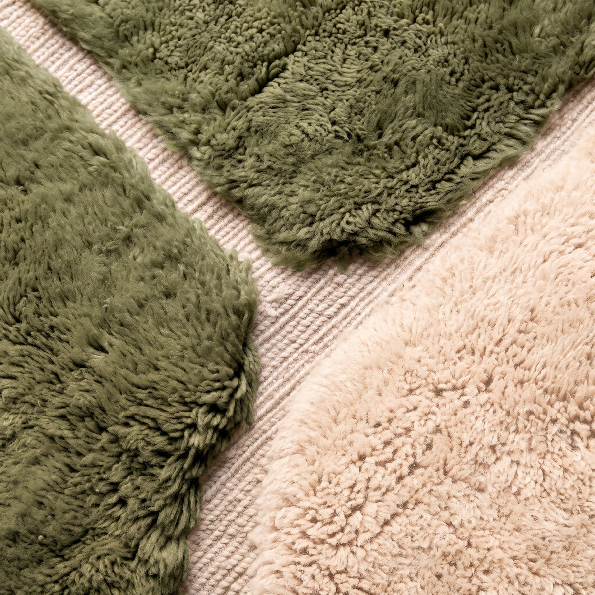 Sahara Dune. Olive, Ivory & Sand  - Luxury Shag Moroccan Rug