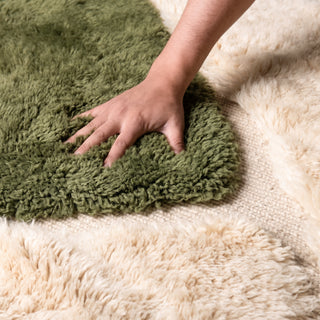 Sahara Dune. Olive, Ivory & Sand  - Luxury Shag Moroccan Rug