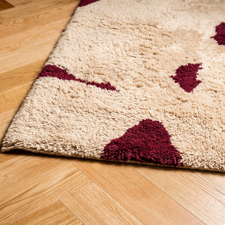 Soldier Burgundy Beige - Luxury Shag Moroccan Rug