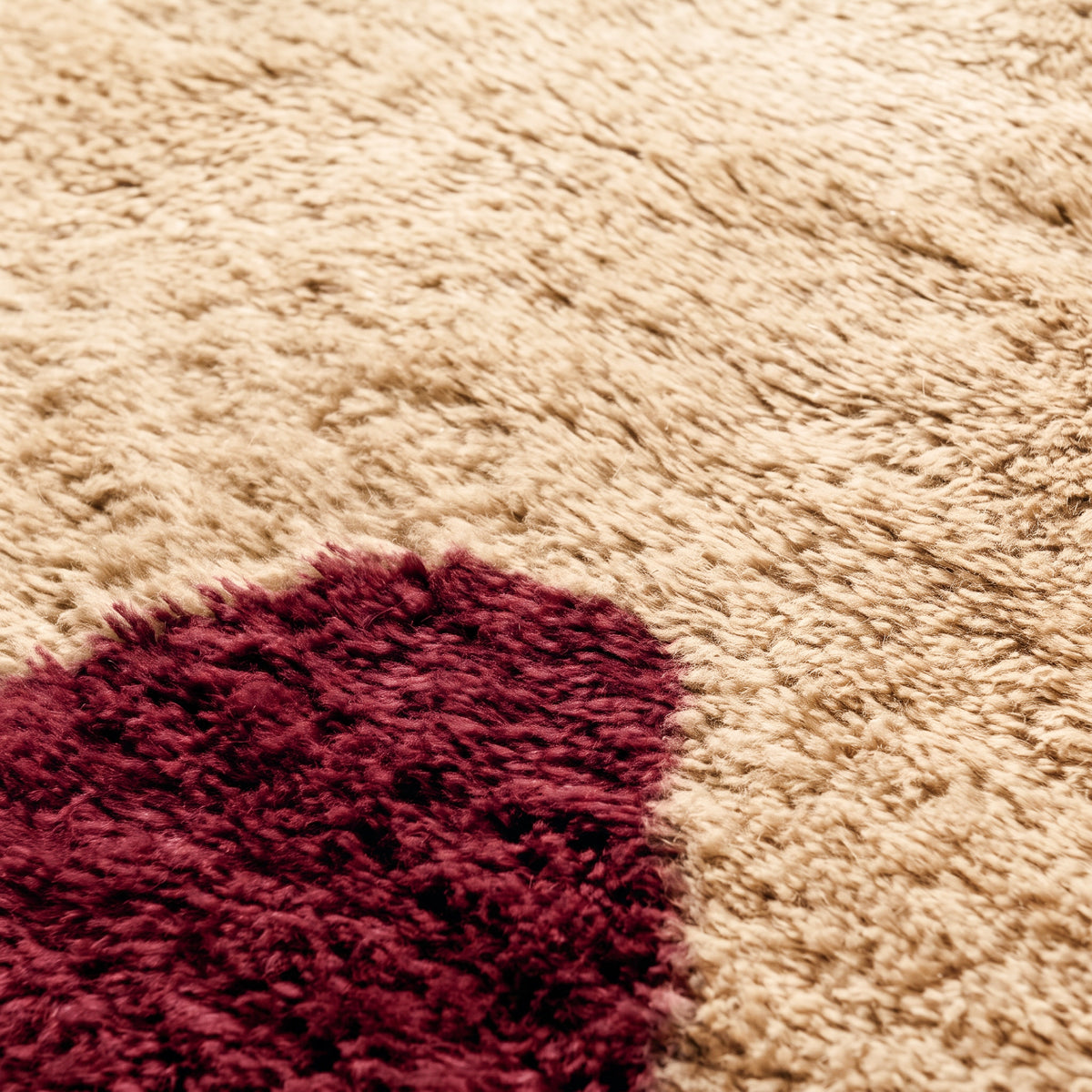 Soldier Burgundy Beige - Luxury Shag Moroccan Rug