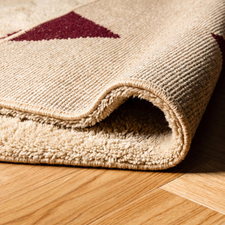 Soldier Burgundy Beige - Luxury Shag Moroccan Rug
