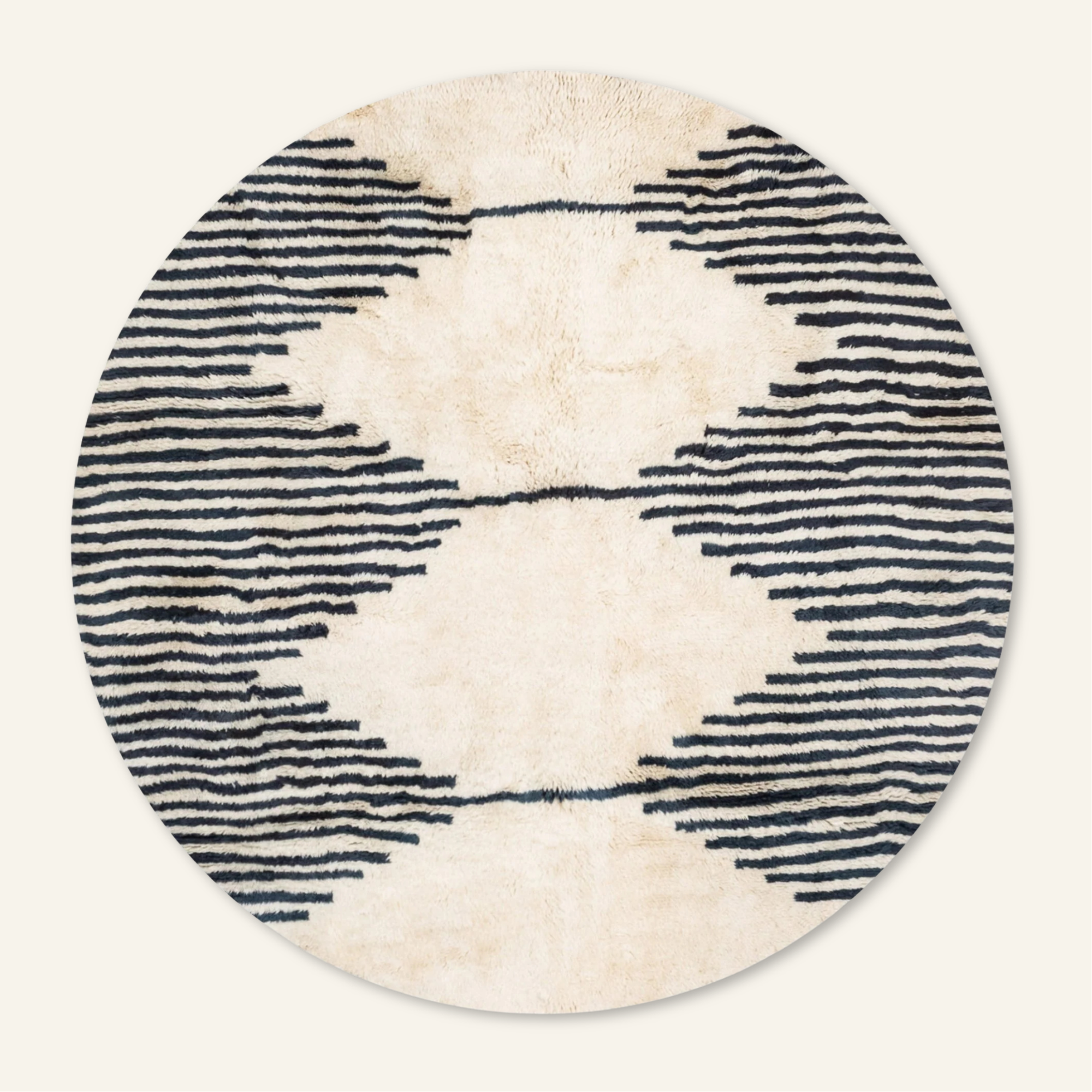 Symmetrical Connexion Round - Luxury Shag Moroccan Rug