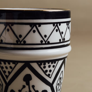 Fez Noir Cup - Moroccan Dinnerware Adorned with 12 Carat Gold Accents