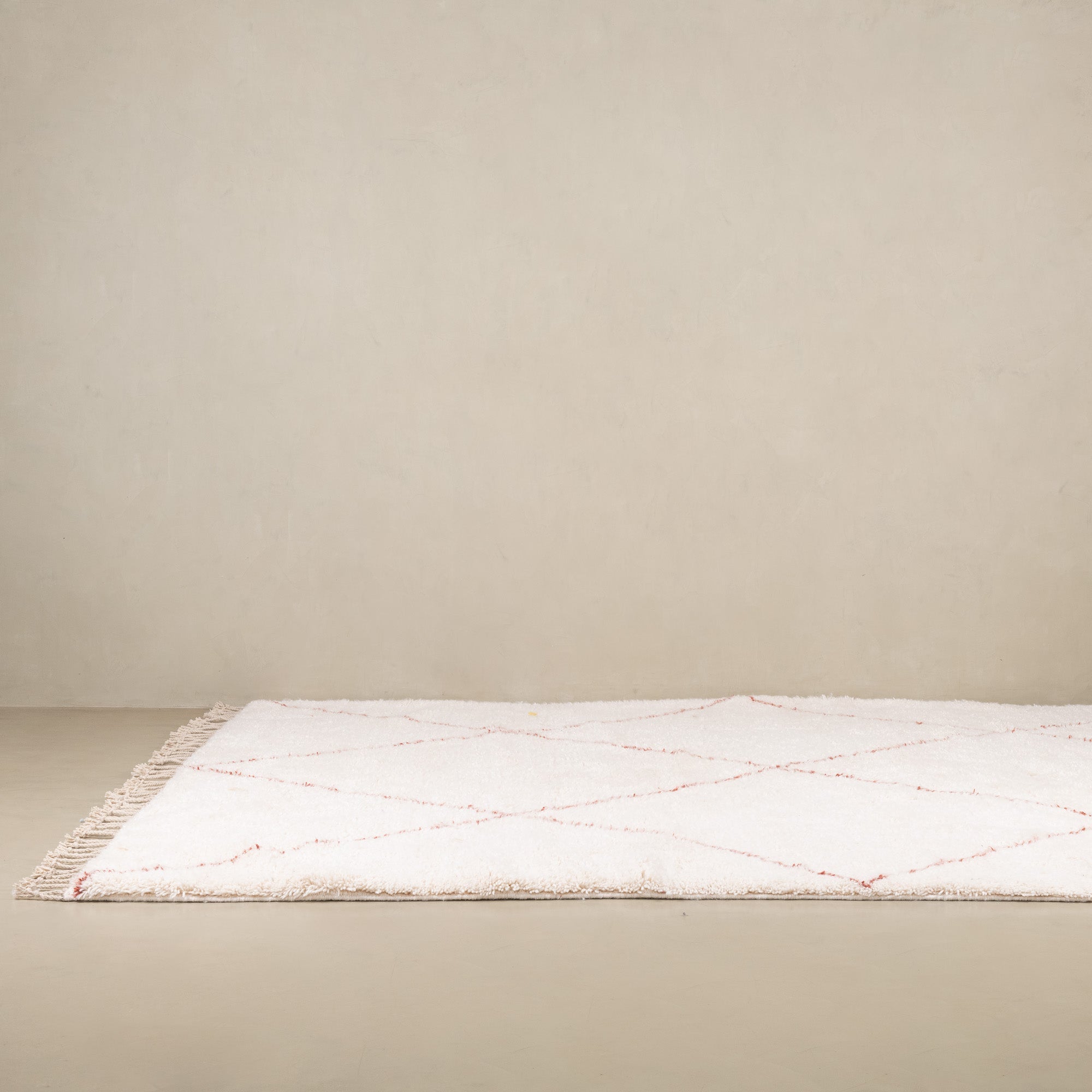 Almas Natural Wool Terracotta - Shag Moroccan rug - Benisouk