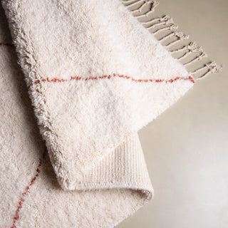 Almas Natural Wool Terracotta - Shag Moroccan rug - Benisouk