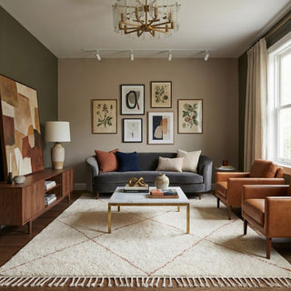 Almas Natural Wool Terracotta - Shag Moroccan rug - Benisouk