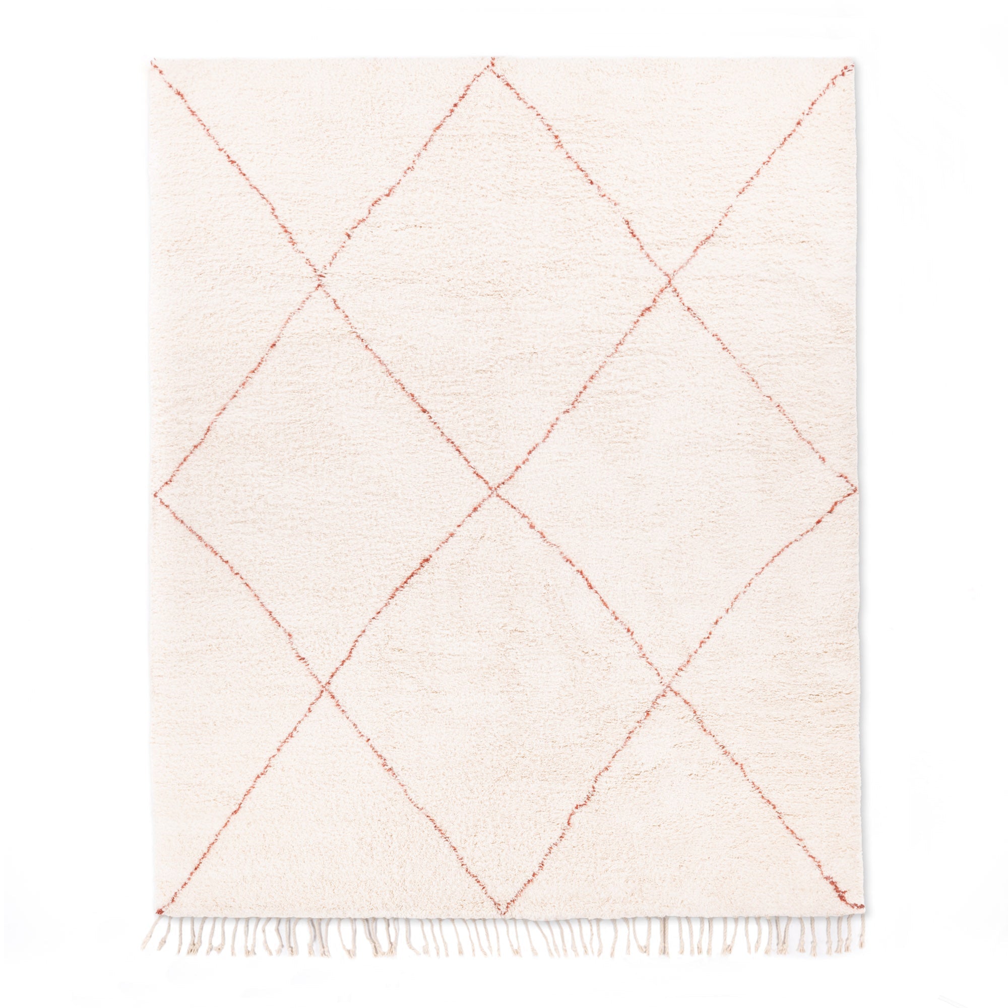 Almas Natural Wool Terracotta - Shag Moroccan rug - Benisouk