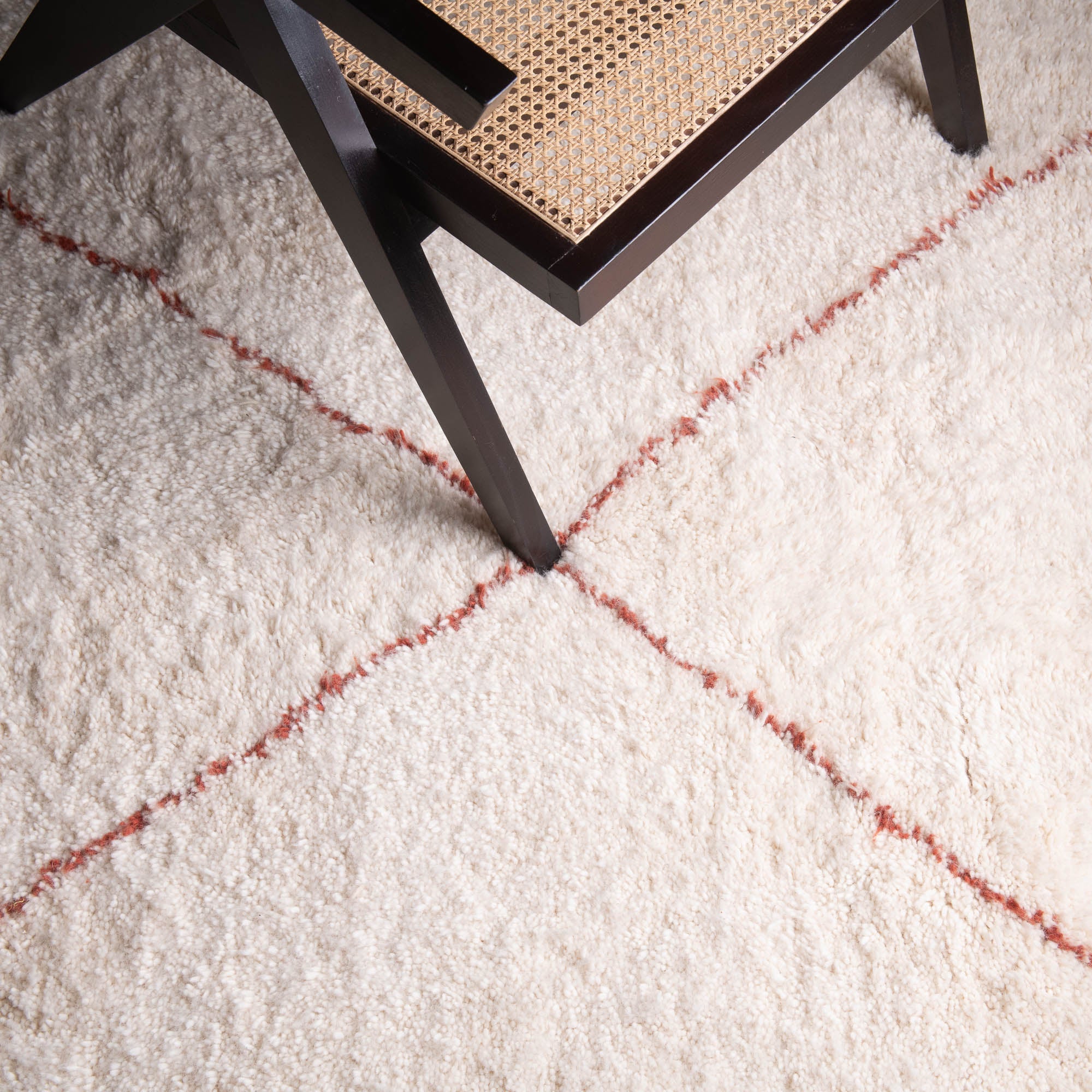 Almas Natural Wool Terracotta - Shag Moroccan rug - Benisouk