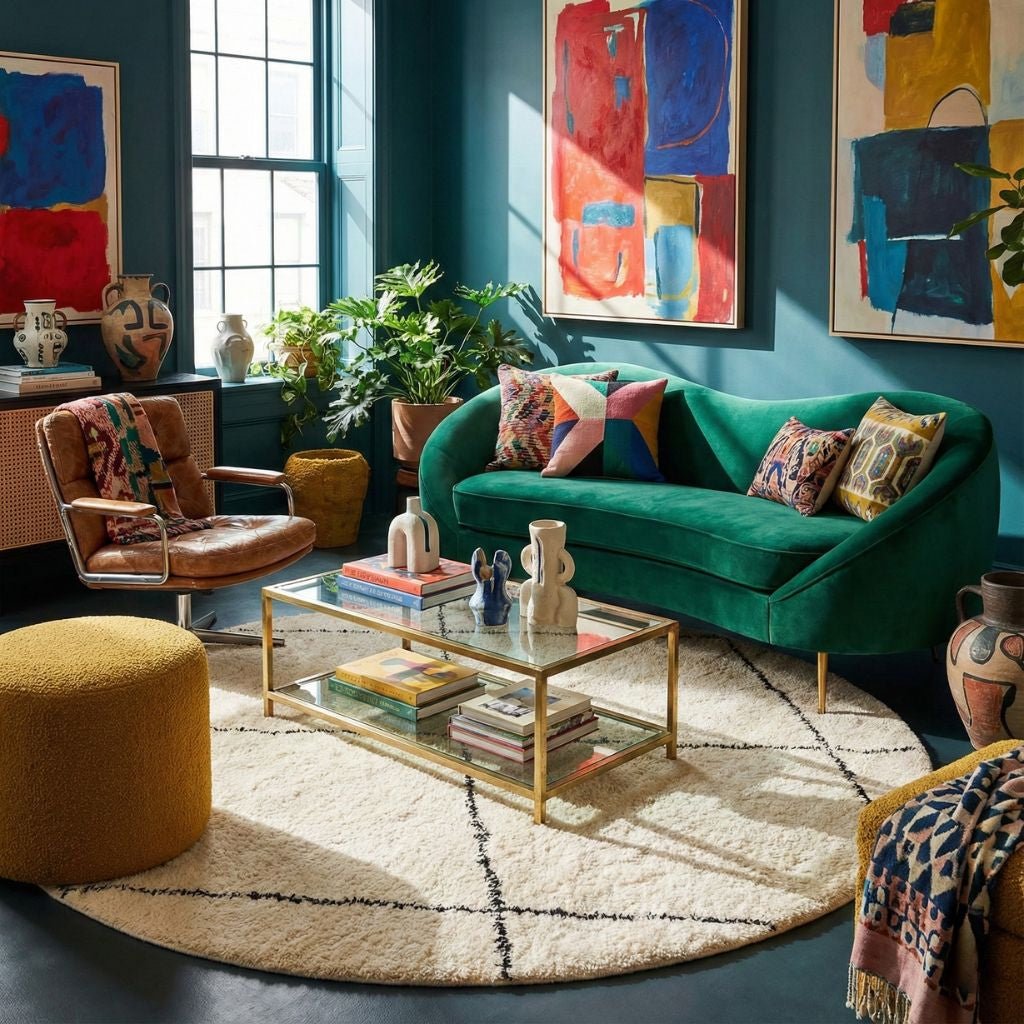 Almas Round - Shag Moroccan rug - Benisouk