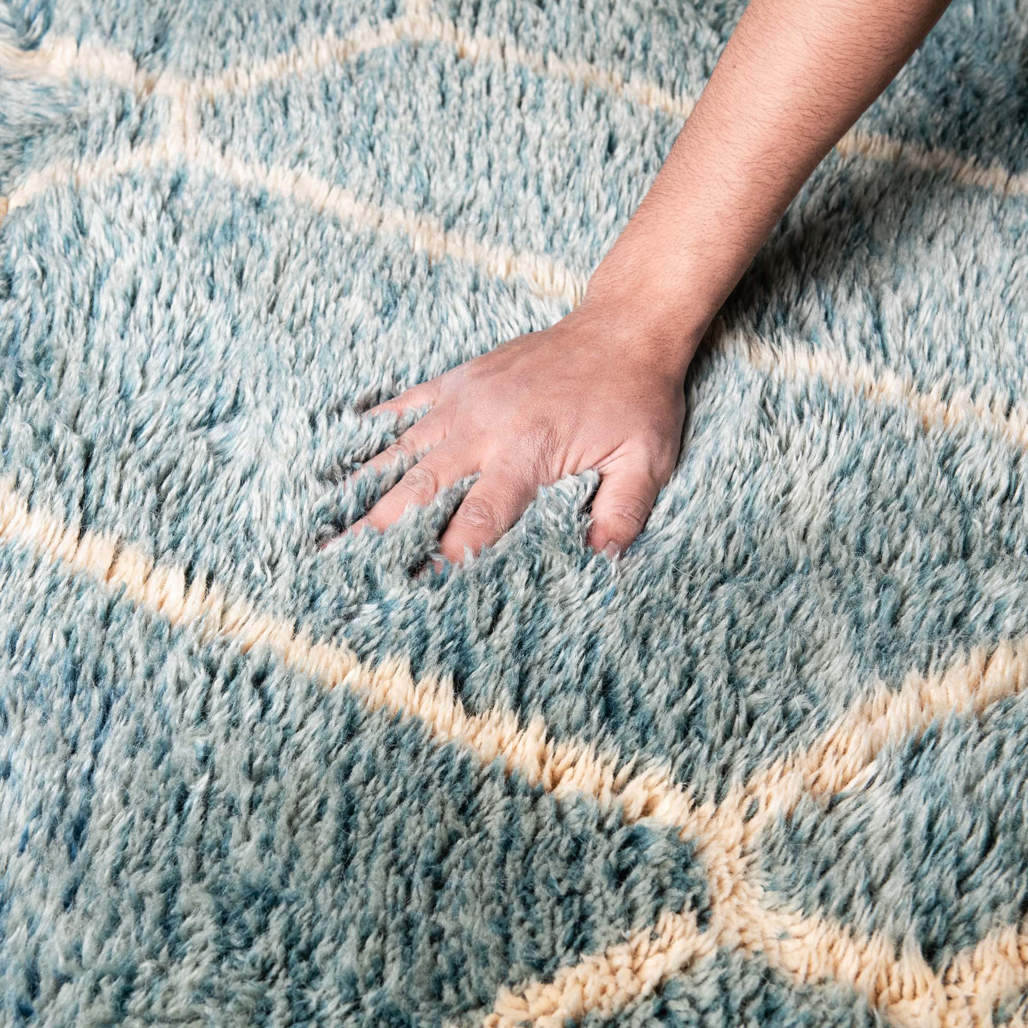 Aquamarine Dreams - Luxury Shag Moroccan Rug - Benisouk