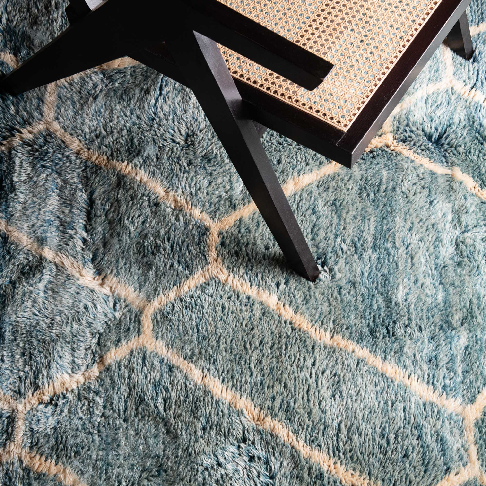 Aquamarine Dreams - Luxury Shag Moroccan Rug - Benisouk