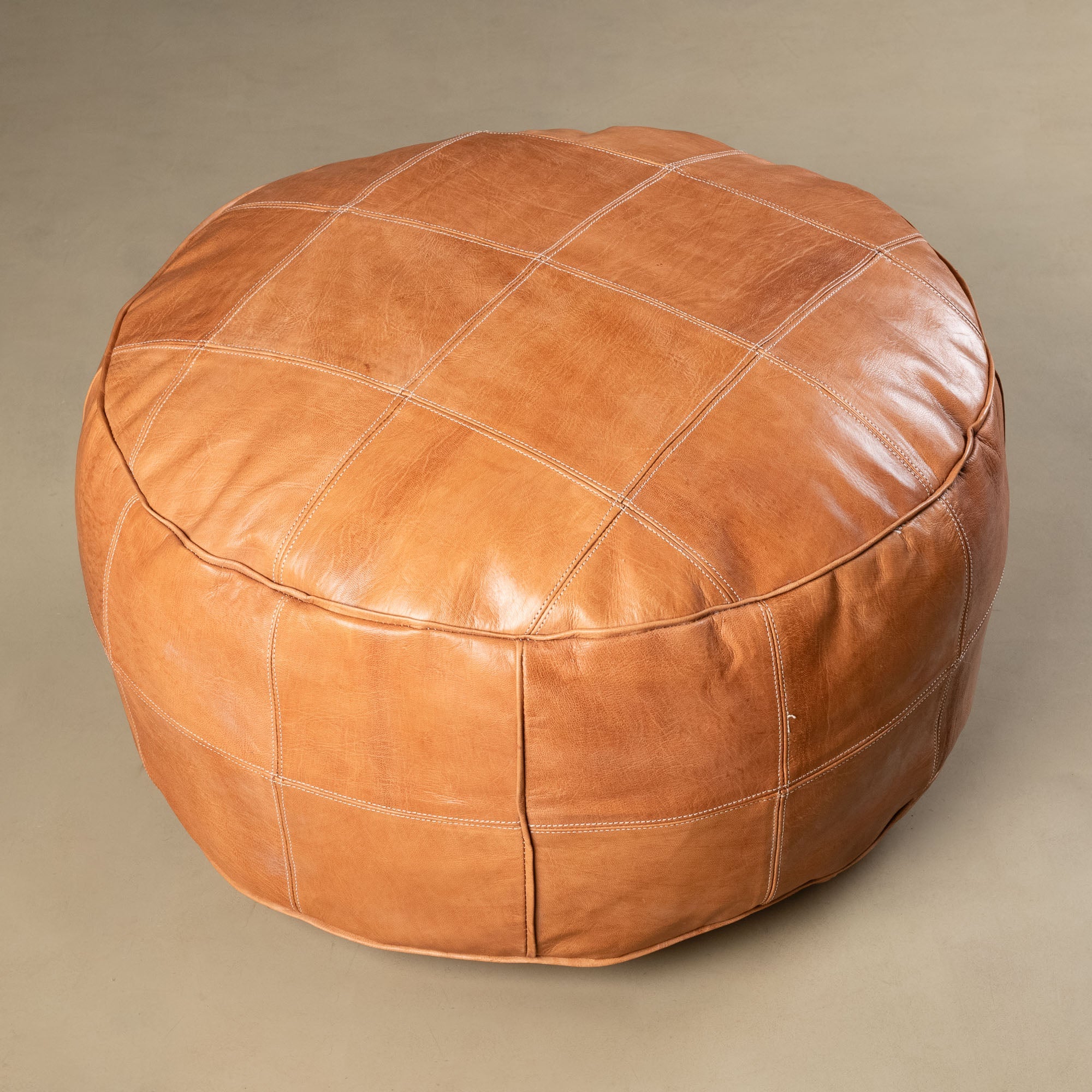 Authentic Moroccan Leather Pouf - Benisouk