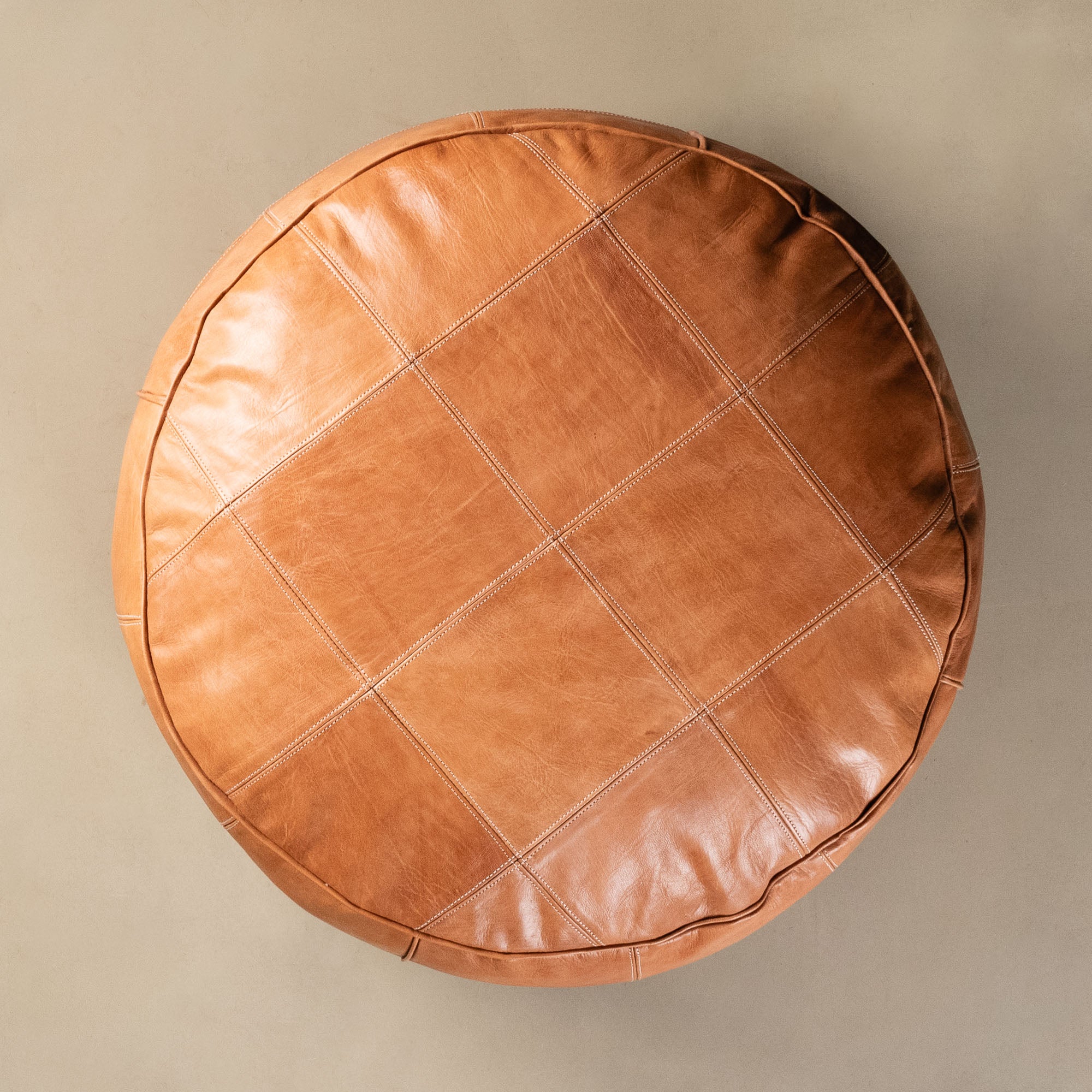 Authentic Moroccan Leather Pouf - Benisouk
