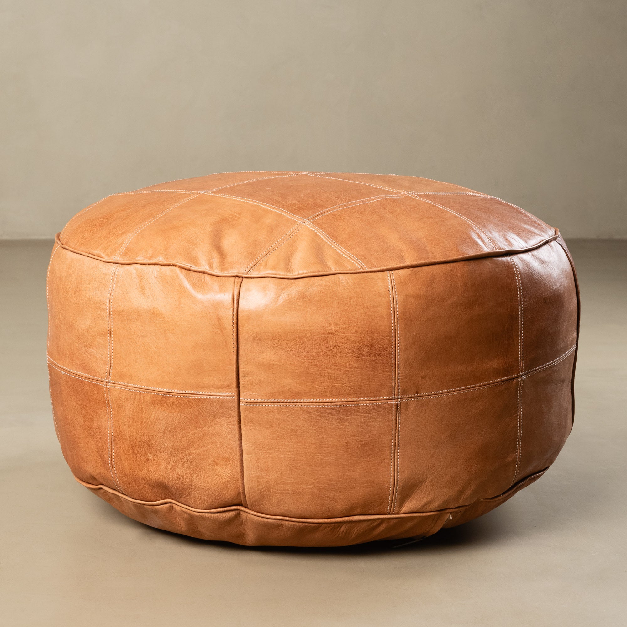 Authentic Moroccan Leather Pouf - Benisouk